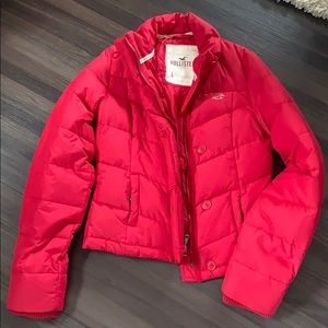 Hollister red down winter coat